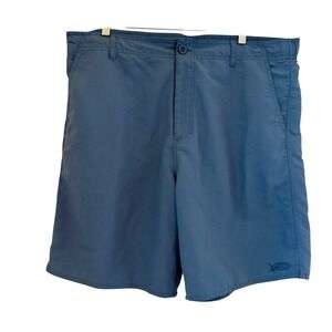 AFTCO Mens Blue Nylon Everyday Fishing Shorts Sz 38 Drawstring Logo 56900